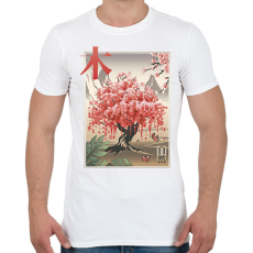 PRINTFASHION Japán sakura fa - Férfi póló - Fehér