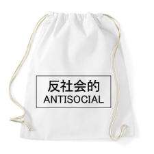 PRINTFASHION Japanese antisocial - black - Sportzsák, Tornazsák - Fehér tornazsák