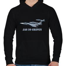 PRINTFASHION Jas-39 gripen - Férfi kapucnis pulóver - Fekete férfi pulóver, kardigán
