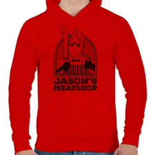 PRINTFASHION Jason húsboltja - Férfi kapucnis pulóver - Piros férfi pulóver, kardigán