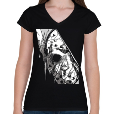 PRINTFASHION Jason Voorhees 3 - Női V-nyakú póló - Fekete