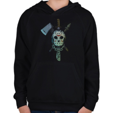 PRINTFASHION Jason Voorhees 5 - Gyerek kapucnis pulóver - Fekete gyerek pulóver, kardigán