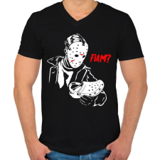 PRINTFASHION Jason Voorhees - Férfi V-nyakú póló - Fekete férfi póló