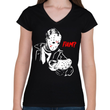 PRINTFASHION Jason Voorhees - Női V-nyakú póló - Fekete női póló