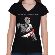 PRINTFASHION Jason Voorhees - Női V-nyakú póló - Fekete női póló