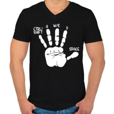 PRINTFASHION Játékos kéz - Férfi V-nyakú póló - Fekete férfi póló