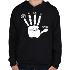 PRINTFASHION Játékos kéz - Gyerek kapucnis pulóver - Fekete