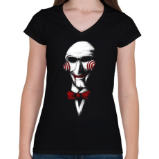 PRINTFASHION Játsszunk! - Női V-nyakú póló - Fekete