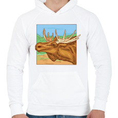 PRINTFASHION Jávorszarvas - Férfi kapucnis pulóver - Fehér