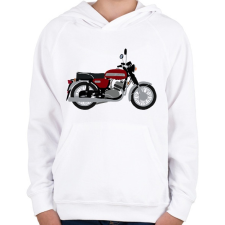PRINTFASHION Jawa 350 - Gyerek kapucnis pulóver - Fehér gyerek pulóver, kardigán