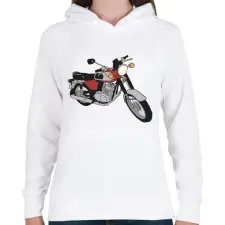 PRINTFASHION Jawa 350 - Női kapucnis pulóver - Fehér női pulóver, kardigán
