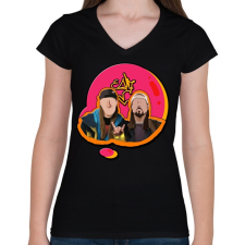 PRINTFASHION Jay és Néma Bob  - Női V-nyakú póló - Fekete női póló