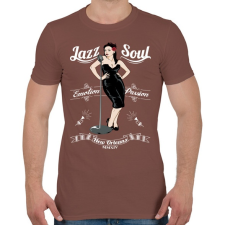 PRINTFASHION Jazz &amp; Soul - Férfi póló - Mogyoróbarna férfi póló