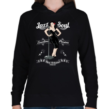 PRINTFASHION Jazz &amp; Soul - Női kapucnis pulóver - Fekete női pulóver, kardigán