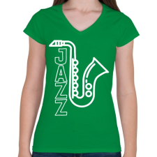 PRINTFASHION Jazz - Női V-nyakú póló - Zöld női póló