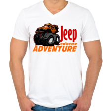 PRINTFASHION jeep extreme1 - Férfi V-nyakú póló - Fehér férfi póló