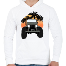 PRINTFASHION Jeep - Férfi kapucnis pulóver - Fehér