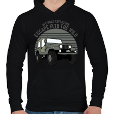 PRINTFASHION Jeep - Férfi kapucnis pulóver - Fekete férfi pulóver, kardigán