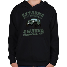 PRINTFASHION jeep - Gyerek kapucnis pulóver - Fekete gyerek pulóver, kardigán