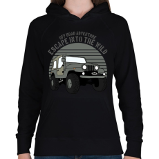 PRINTFASHION Jeep - Női kapucnis pulóver - Fekete