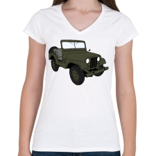 PRINTFASHION Jeep - Női V-nyakú póló - Fehér női póló