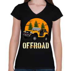 PRINTFASHION jeep - Női V-nyakú póló - Fekete