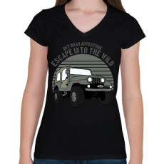 PRINTFASHION Jeep - Női V-nyakú póló - Fekete