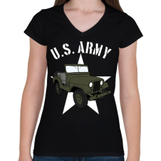 PRINTFASHION Jeep - Női V-nyakú póló - Fekete