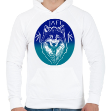 PRINTFASHION jég farkas - Férfi kapucnis pulóver - Fehér férfi pulóver, kardigán