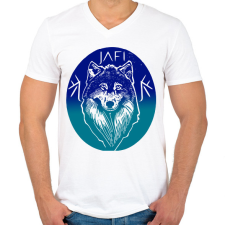 PRINTFASHION jég farkas - Férfi V-nyakú póló - Fehér férfi póló