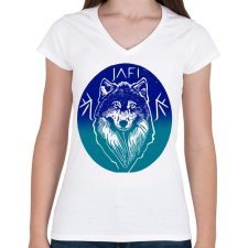 PRINTFASHION jég farkas - Női V-nyakú póló - Fehér női póló