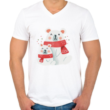 PRINTFASHION Jegesmacikák - Férfi V-nyakú póló - Fehér férfi póló