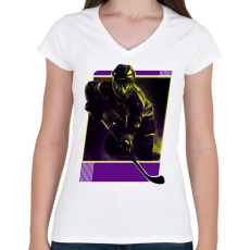 PRINTFASHION Jéghokis - Női V-nyakú póló - Fehér