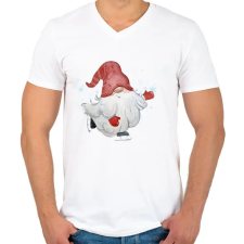 PRINTFASHION jégkorcsolyázó manó - Férfi V-nyakú póló - Fehér férfi póló
