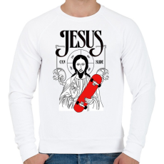 PRINTFASHION Jesus can slide - Férfi pulóver - Fehér