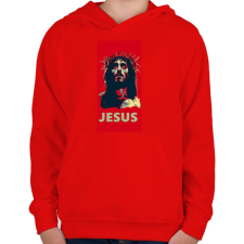 PRINTFASHION JESUS - Gyerek kapucnis pulóver - Piros gyerek pulóver, kardigán