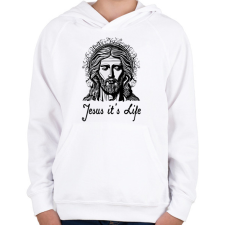 PRINTFASHION jesus its life - Gyerek kapucnis pulóver - Fehér gyerek pulóver, kardigán