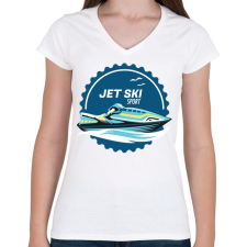 PRINTFASHION Jetski - Női V-nyakú póló - Fehér női póló
