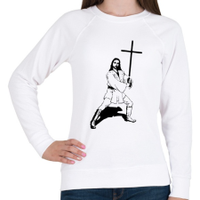 PRINTFASHION Jézus kardja - Női pulóver - Fehér női pulóver, kardigán