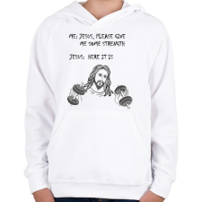 PRINTFASHION Jézus, kérlek adj nekem erőt - Gyerek kapucnis pulóver - Fehér gyerek pulóver, kardigán