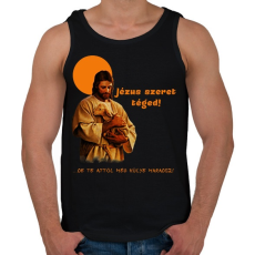 PRINTFASHION JÉZUS SZERET TÉGED - Férfi atléta - Fekete