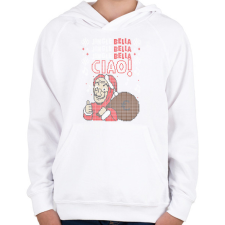 PRINTFASHION Jingle bell Bella Ciao - Gyerek kapucnis pulóver - Fehér gyerek pulóver, kardigán