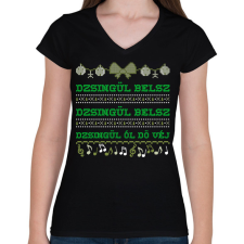 PRINTFASHION JINGLE BELLS 3 - Női V-nyakú póló - Fekete női póló