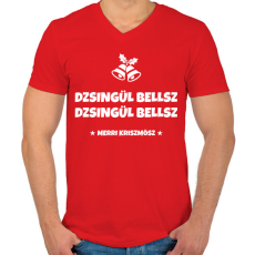 PRINTFASHION JINGLE BELLS - Férfi V-nyakú póló - Piros