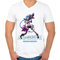 PRINTFASHION Jinx - Arcane - Férfi V-nyakú póló - Fehér