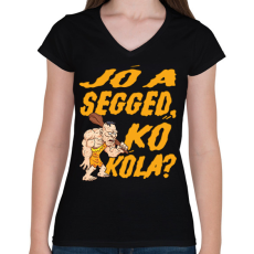 PRINTFASHION Jó a segged, kő kóla? - Női V-nyakú póló - Fekete