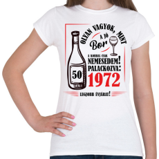 PRINTFASHION Jó bor palackozva - Évszámmal (fekete) - Női póló - Fehér