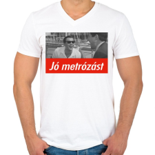 PRINTFASHION Jó metrózást - Férfi V-nyakú póló - Fehér férfi póló