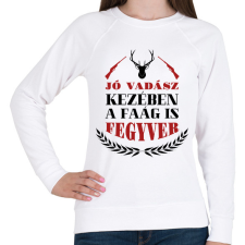 PRINTFASHION Jó vadász kezében - Női pulóver - Fehér női pulóver, kardigán
