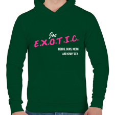 PRINTFASHION Joe Exotic - Férfi kapucnis pulóver - Sötétzöld férfi pulóver, kardigán
